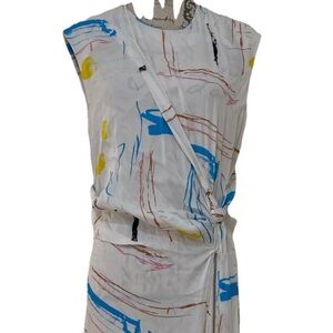 Cedric Charlier Dress Silk Fantasy Print Abstract Blend  Size 14